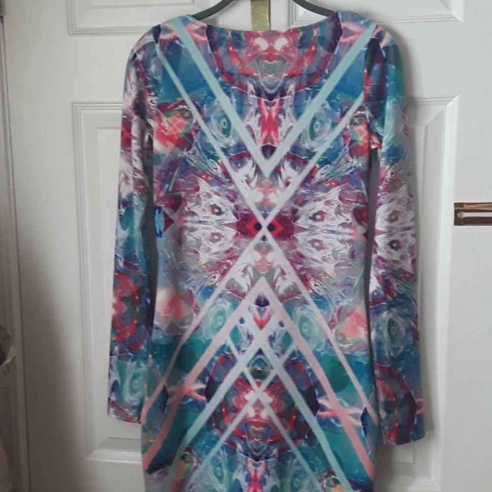 ASOS bodycon midi dress Soft & psychedelic kaleidoscope print open back